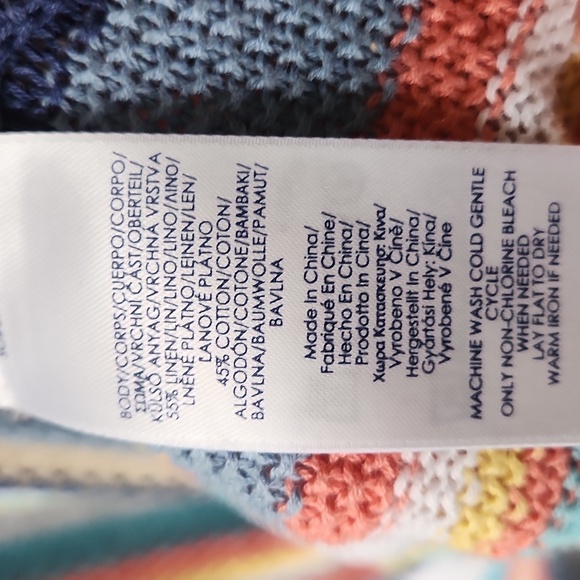 Chaps multi striped tunic sweater womens M linen, cotton blend - Picture 9 of 9